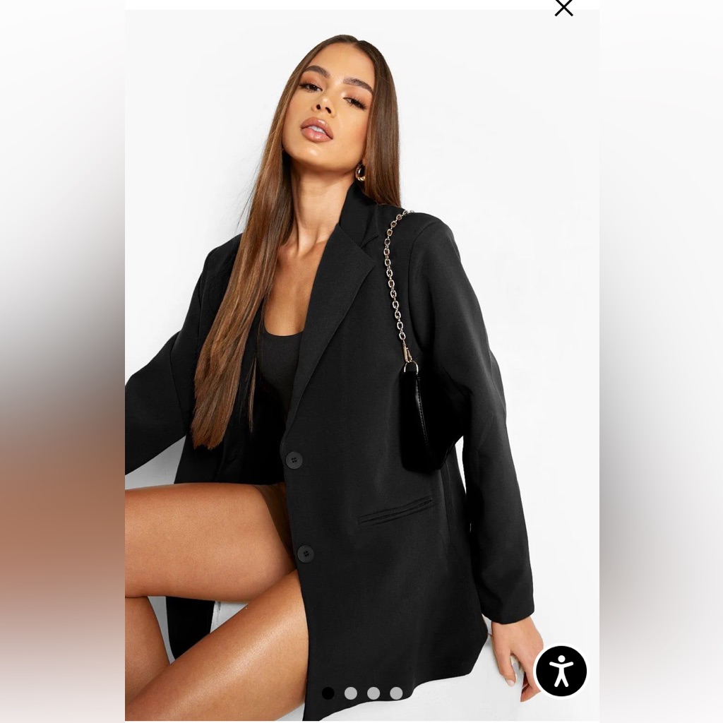 Boohoo X Megan Fox Oversized Black Blazer Dress